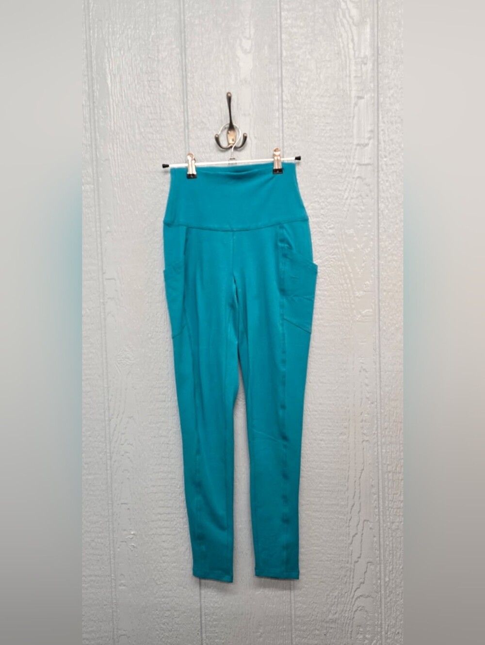 New Zenana Small Aqua High-Waist Pocket Leggings